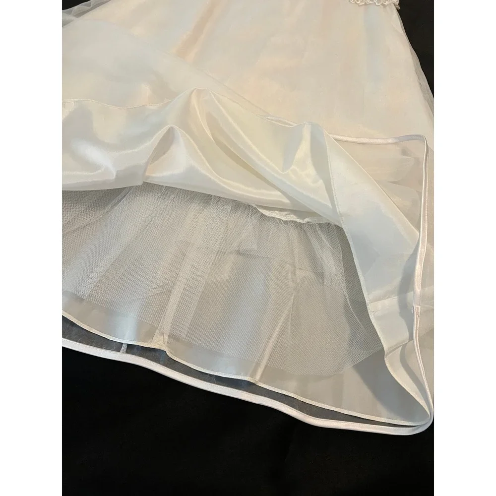 Rare Editions Girls White Embroidered Floral Formal Gown Dress Size 12 E421243A